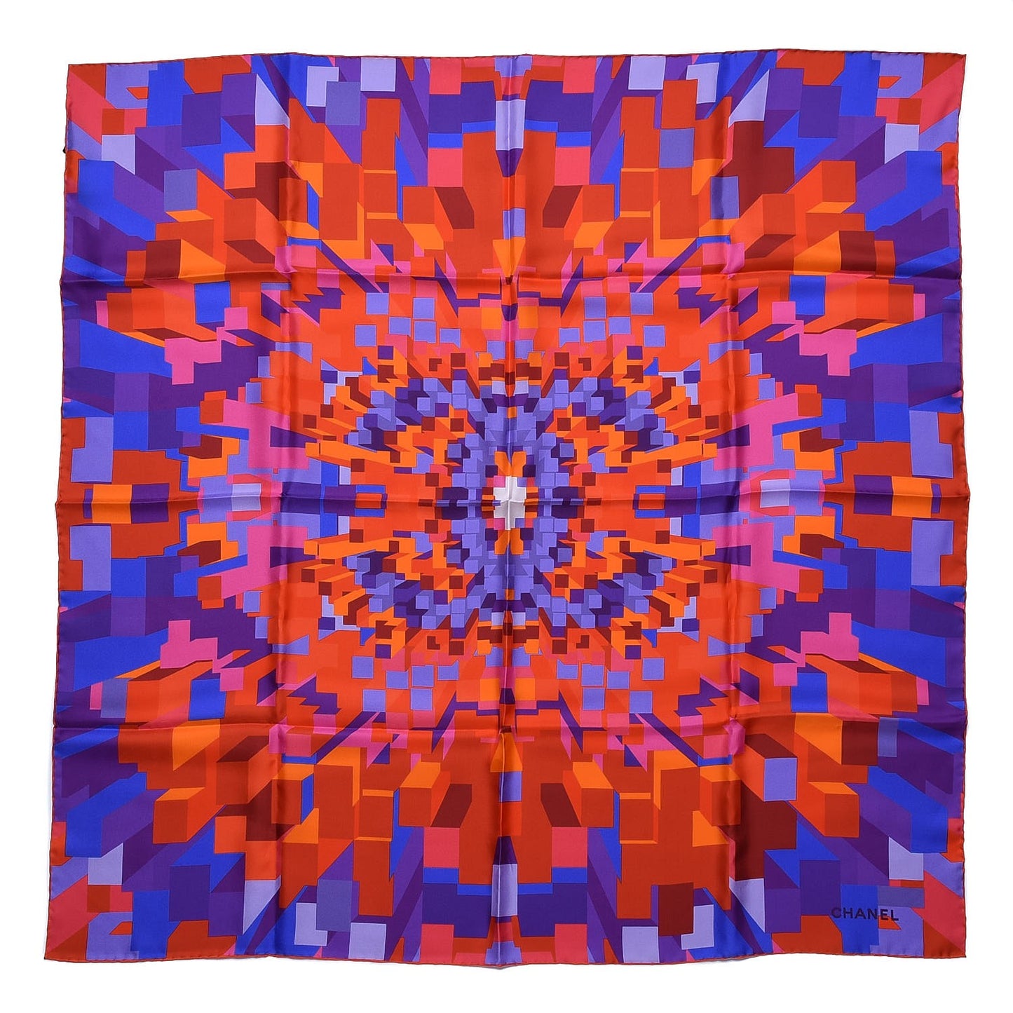 Silk Geometric Square Scarf Multicolor