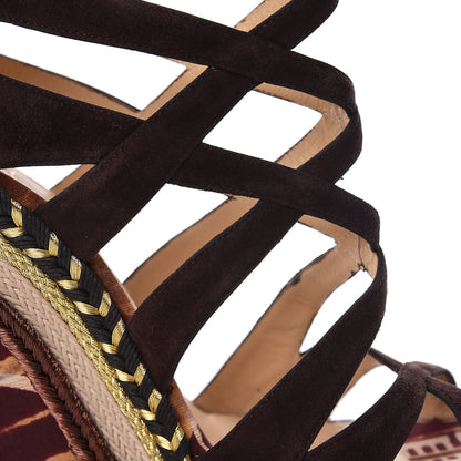 Christian Louboutin Suede Tosca 140 Platform Wedge Sandals 38 Chocolate 10 of 16