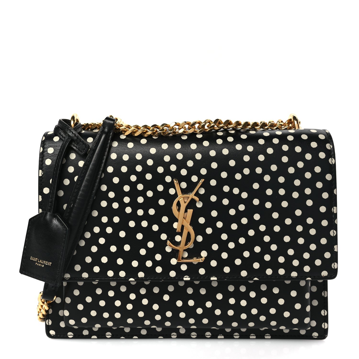 Saint Laurent Calfskin Polka Dot Medium Monogram Sunset Black Crema Soft 1 of 8