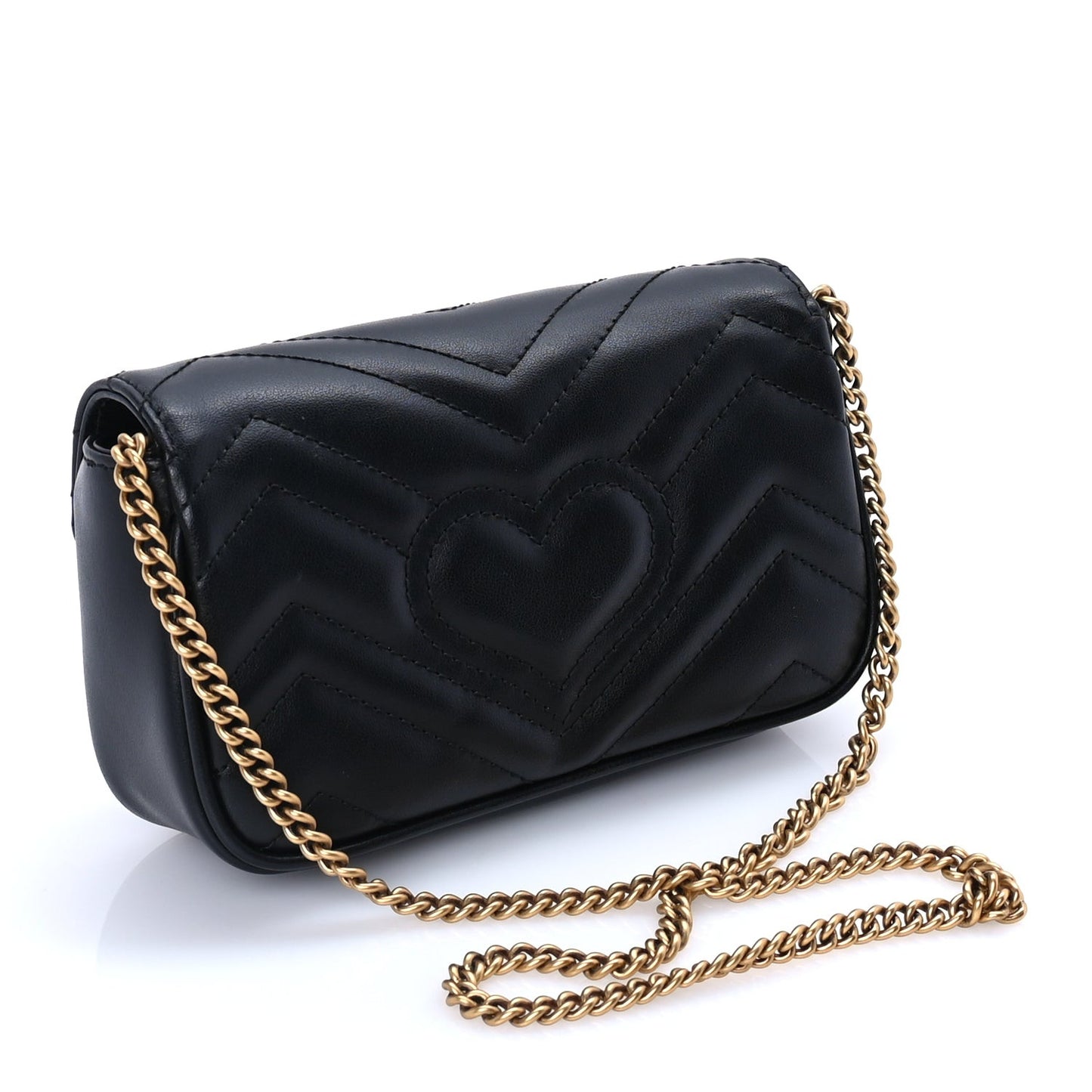 Calfskin Matelasse Super Mini GG Marmont Shoulder Bag  Black