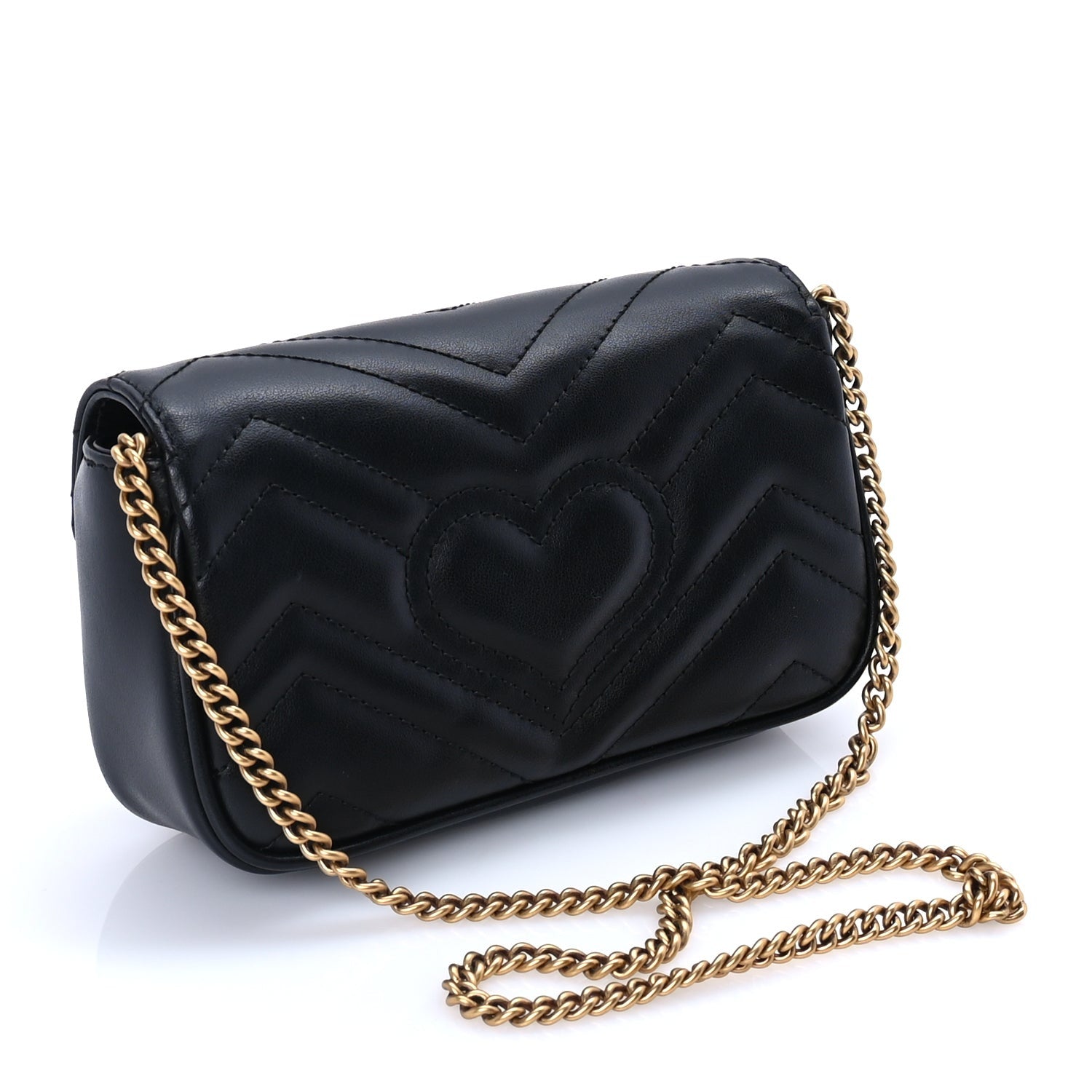 Gucci Calfskin Matelasse Super Mini GG Marmont Shoulder Bag  Black 2 of 8