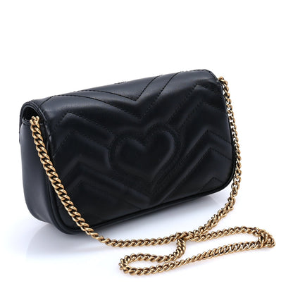 Gucci Calfskin Matelasse Super Mini GG Marmont Shoulder Bag  Black 2 of 8