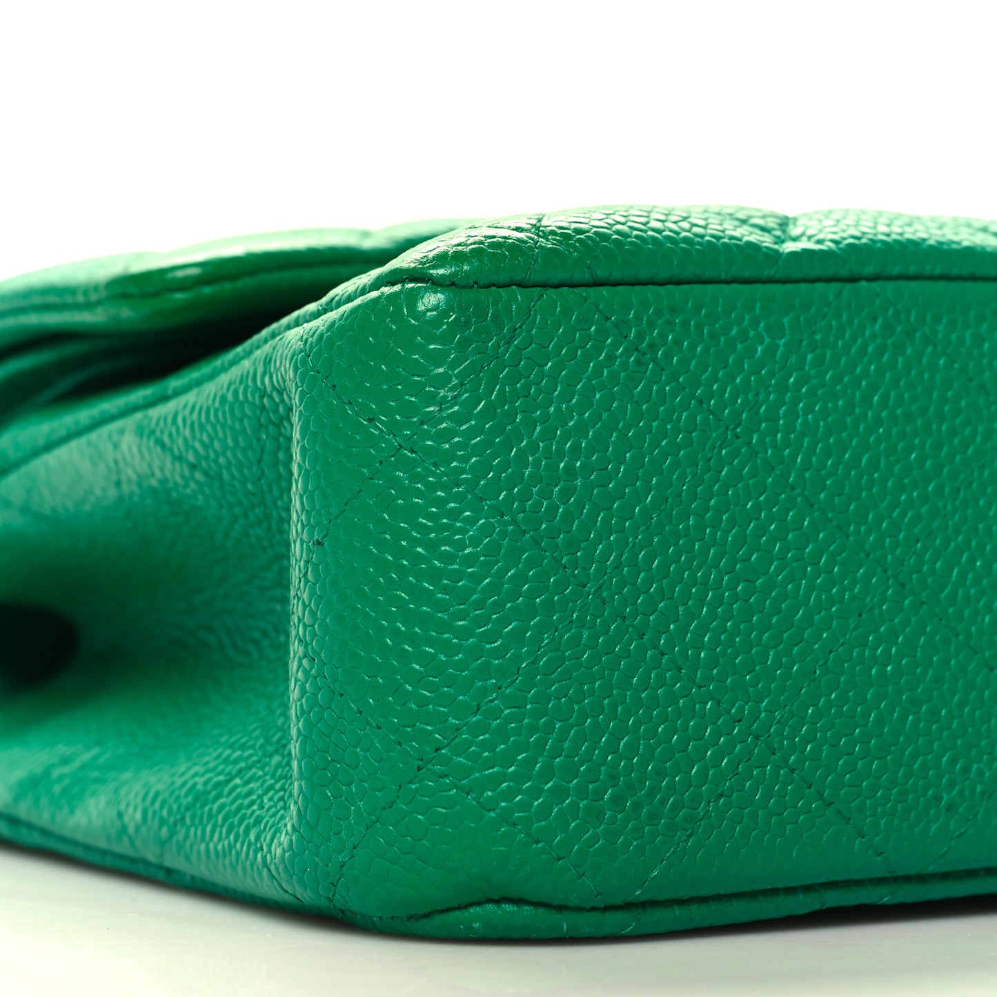 Caviar Quilted Medium Double Flap Green