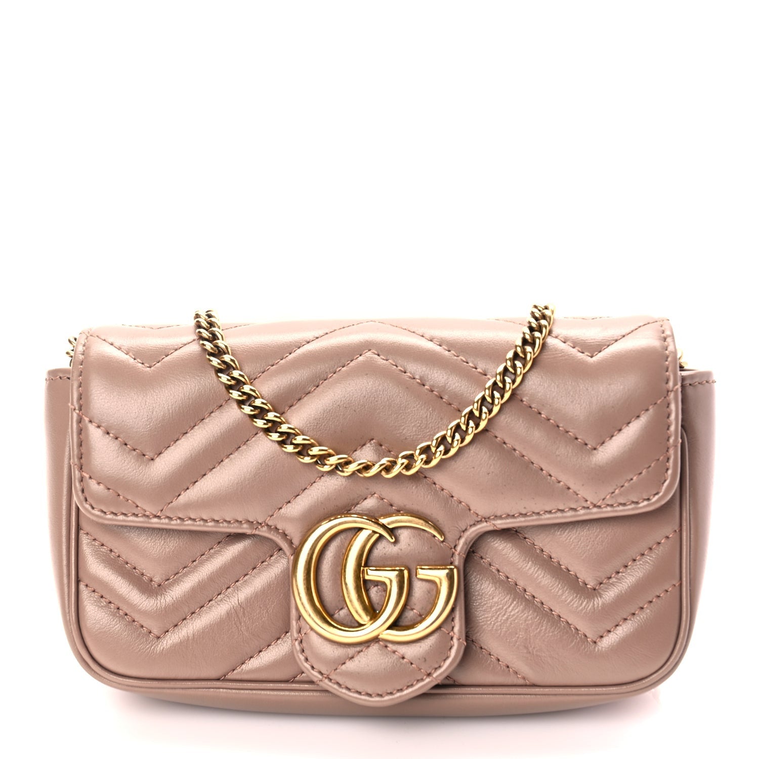 Gucci Calfskin Matelasse Super Mini GG Marmont Shoulder Bag Porcelain Rose 1 of 10