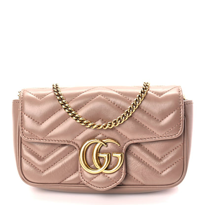 Gucci Calfskin Matelasse Super Mini GG Marmont Shoulder Bag Porcelain Rose 1 of 10