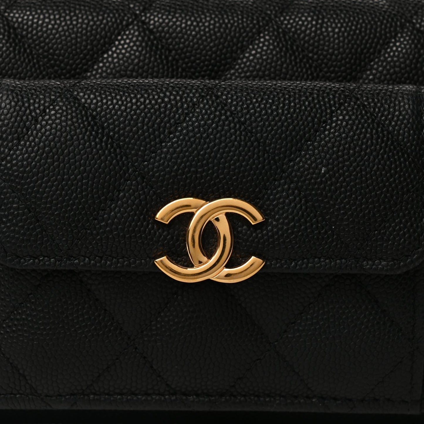 Caviar Quilted Pocket Twins Wallet On Chain WOC Black