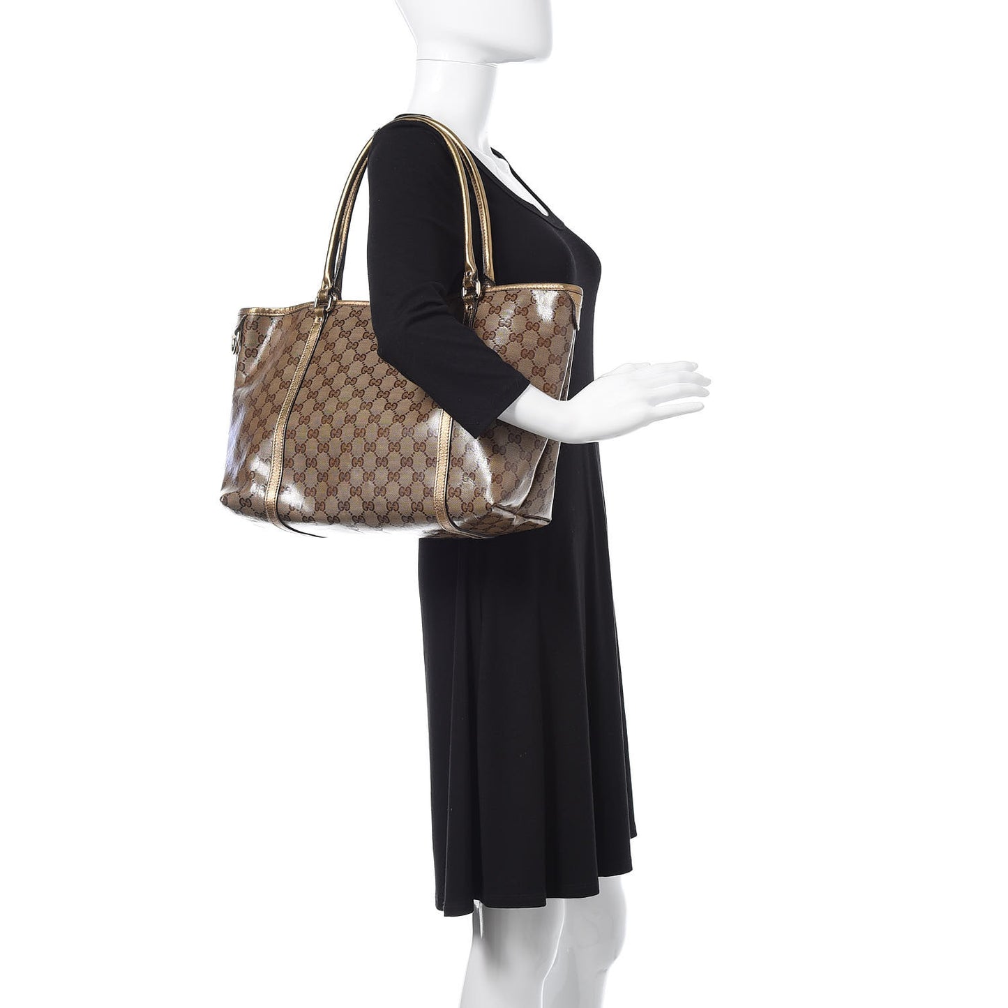 Crystal Monogram Medium Joy Tote Gold