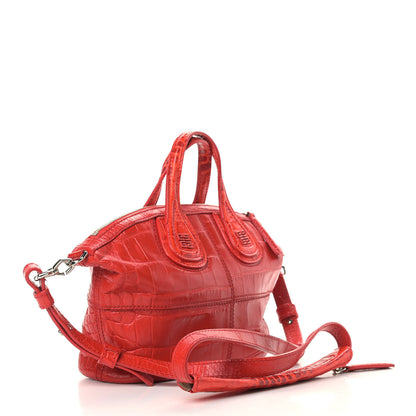 Givenchy Calfskin Crocodile Embossed Micro Nightingale Red 3 of 13