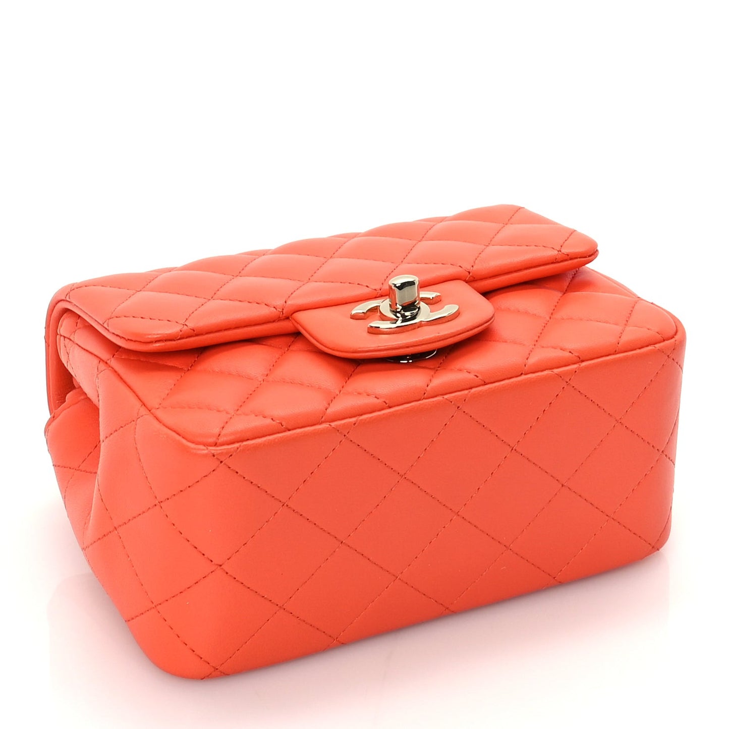 Lambskin Quilted Mini Square Flap Orange