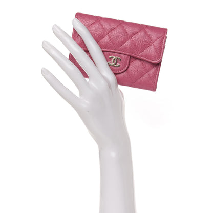 Chanel Caviar Quilted Flap Card Holder Wallet Pink 2 of 8