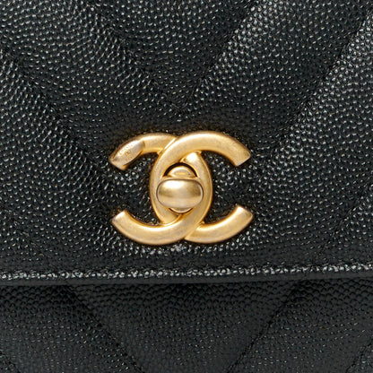 Chanel Caviar Chevron Quilted Mini Coco Handle Flap Black 9 of 11