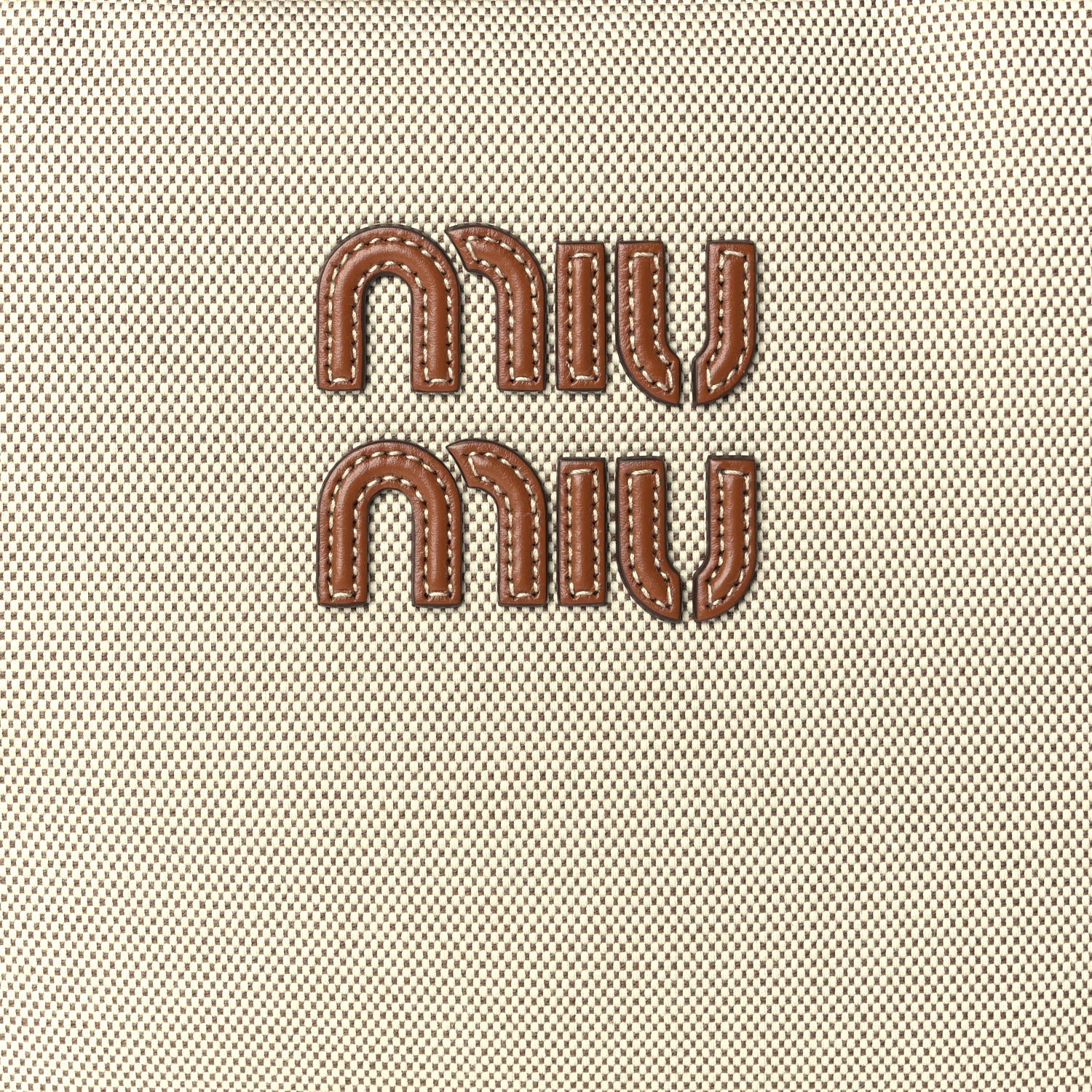 Miu Miu Canvas Calfskin Large Beau Top Handle Bag Naturale Brandy 6 of 8