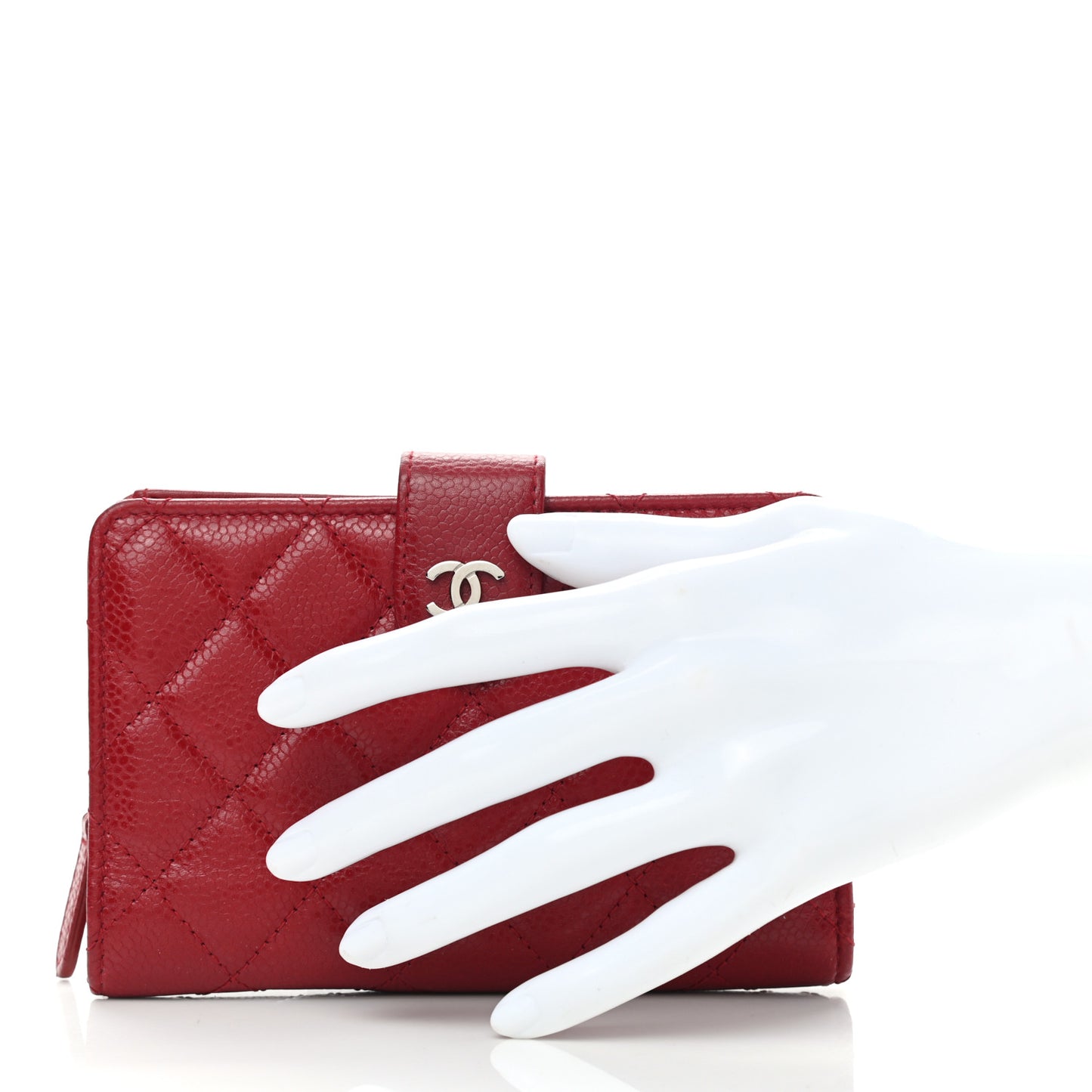 Caviar Quilted Zipped Pocket Wallet Red