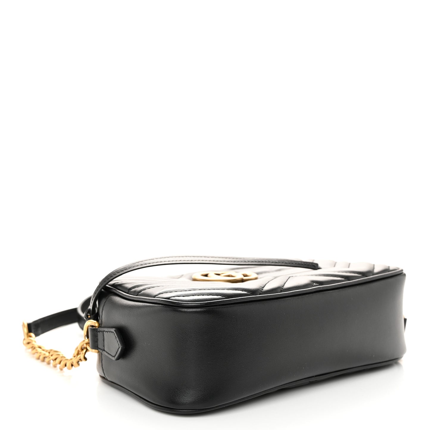 Calfskin Matelasse Small GG Marmont Chain Shoulder Bag Black