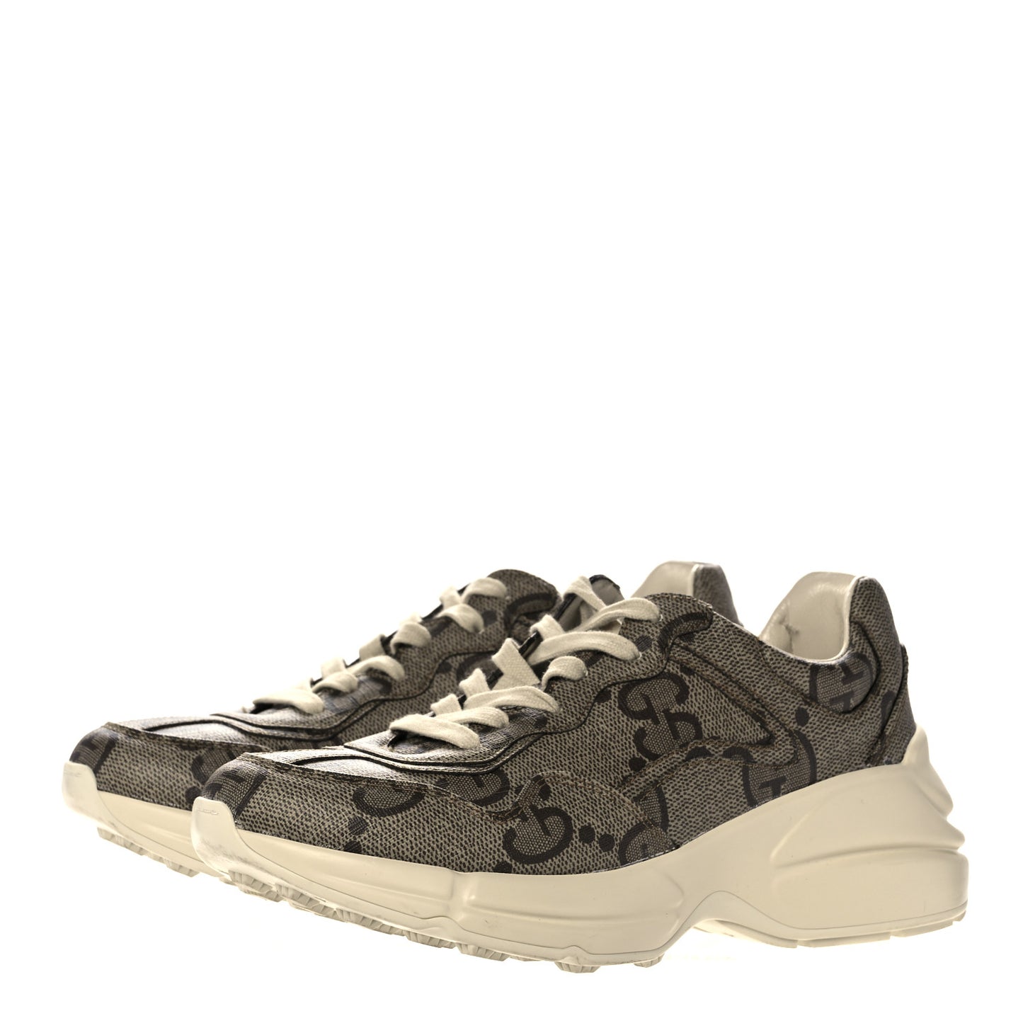 Maxi GG Supreme Monogram Gucci 100 Womens Rhyton Sneakers 37 Beige Ebony