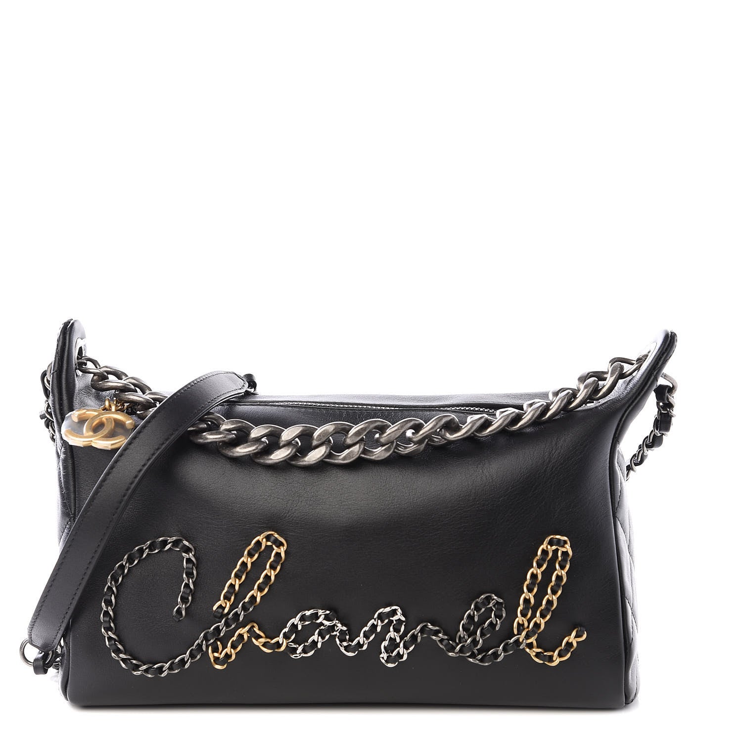 Chanel Calfskin Chain 20s Signature Hobo Black 1 of 9