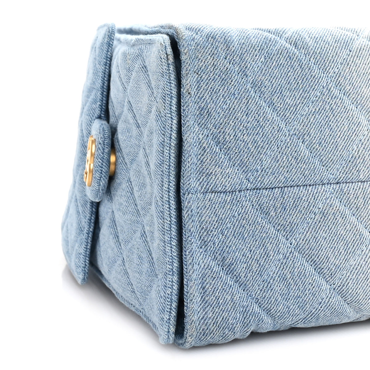 Washed Denim Quilted Medium Chanel 25 Handbag Blue