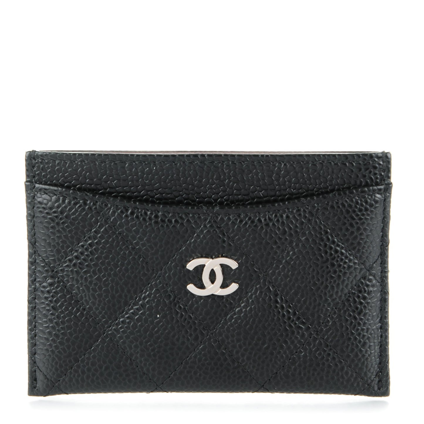 Caviar Quilted Card Holder Black