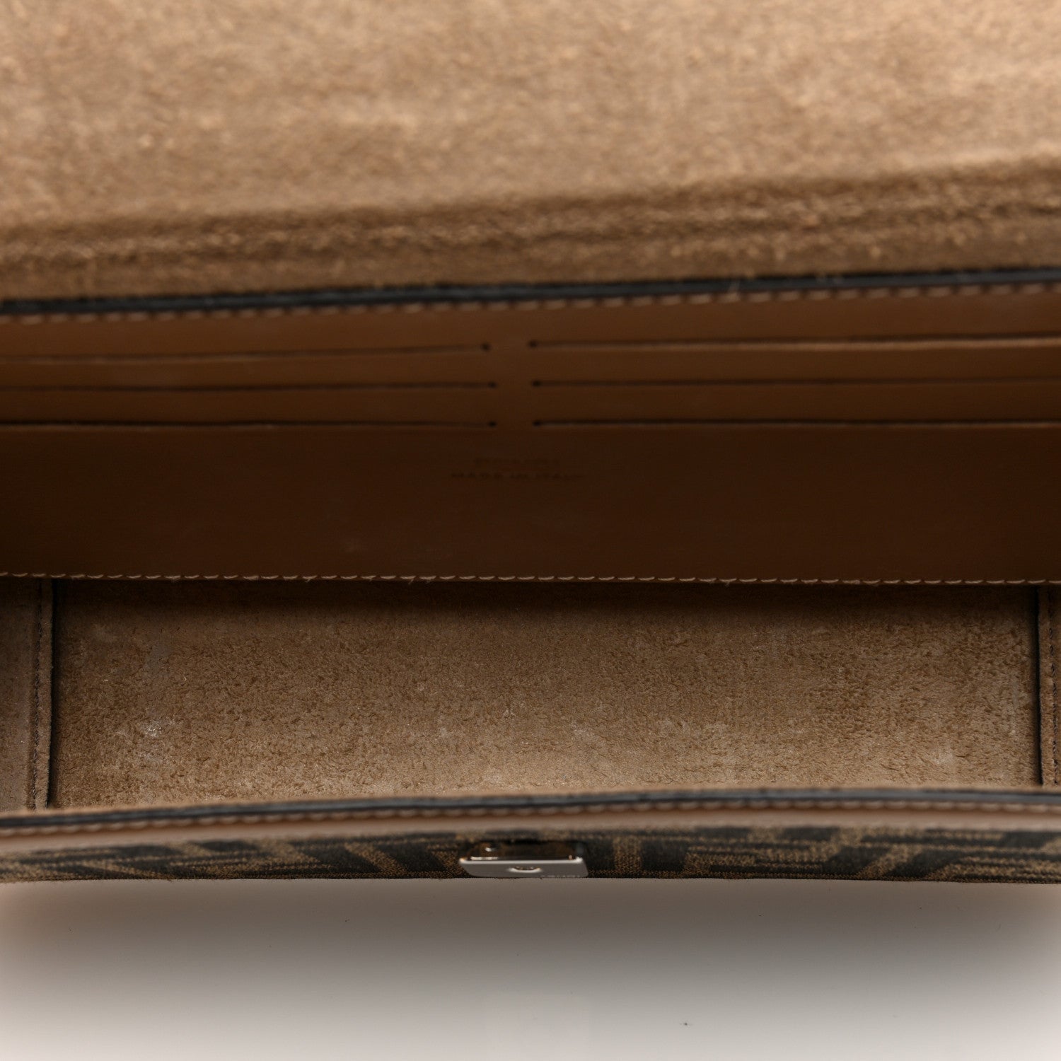 Fendi Recycled Fabric Jacquard Vitello King FF 1974 Baguette Soft Trunk Phone Pouch Tobacco Moro Sand 5 of 7