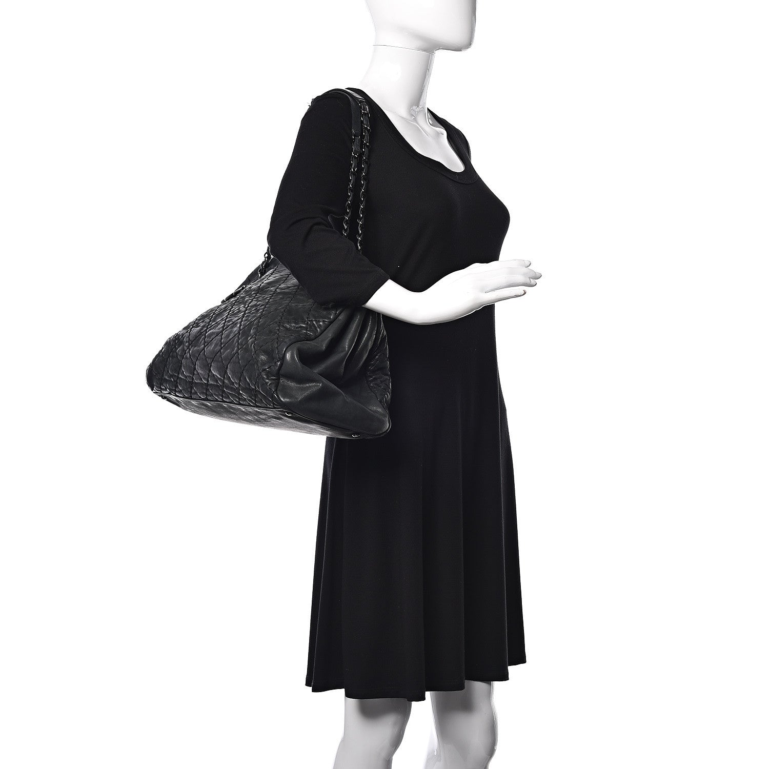 Chanel Iridescent Calfskin Large Just Mademoiselle Bowling Bag Black 2 of 15