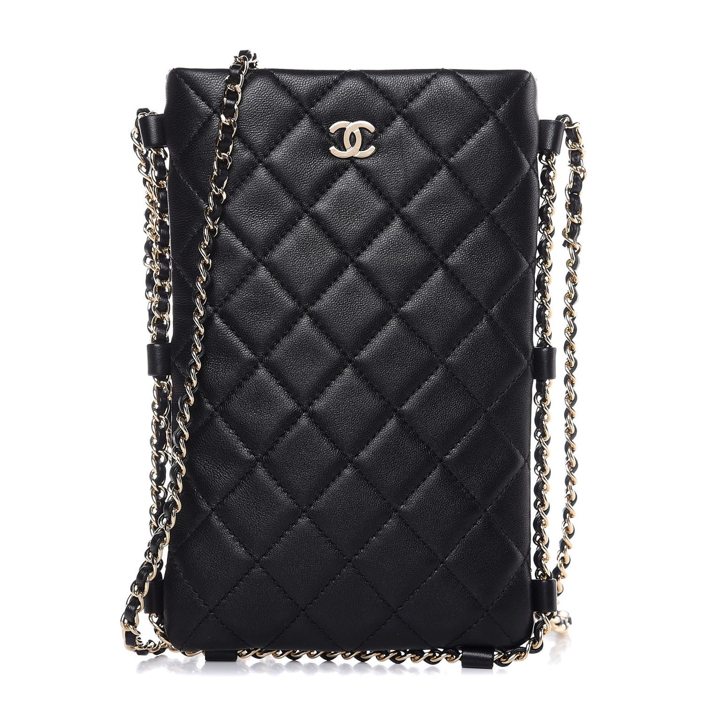 Lambskin Quilted Tech Take Away Clutch Black