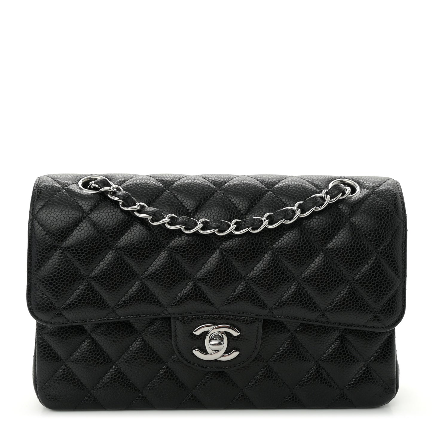 Caviar Quilted Small Double Flap Black