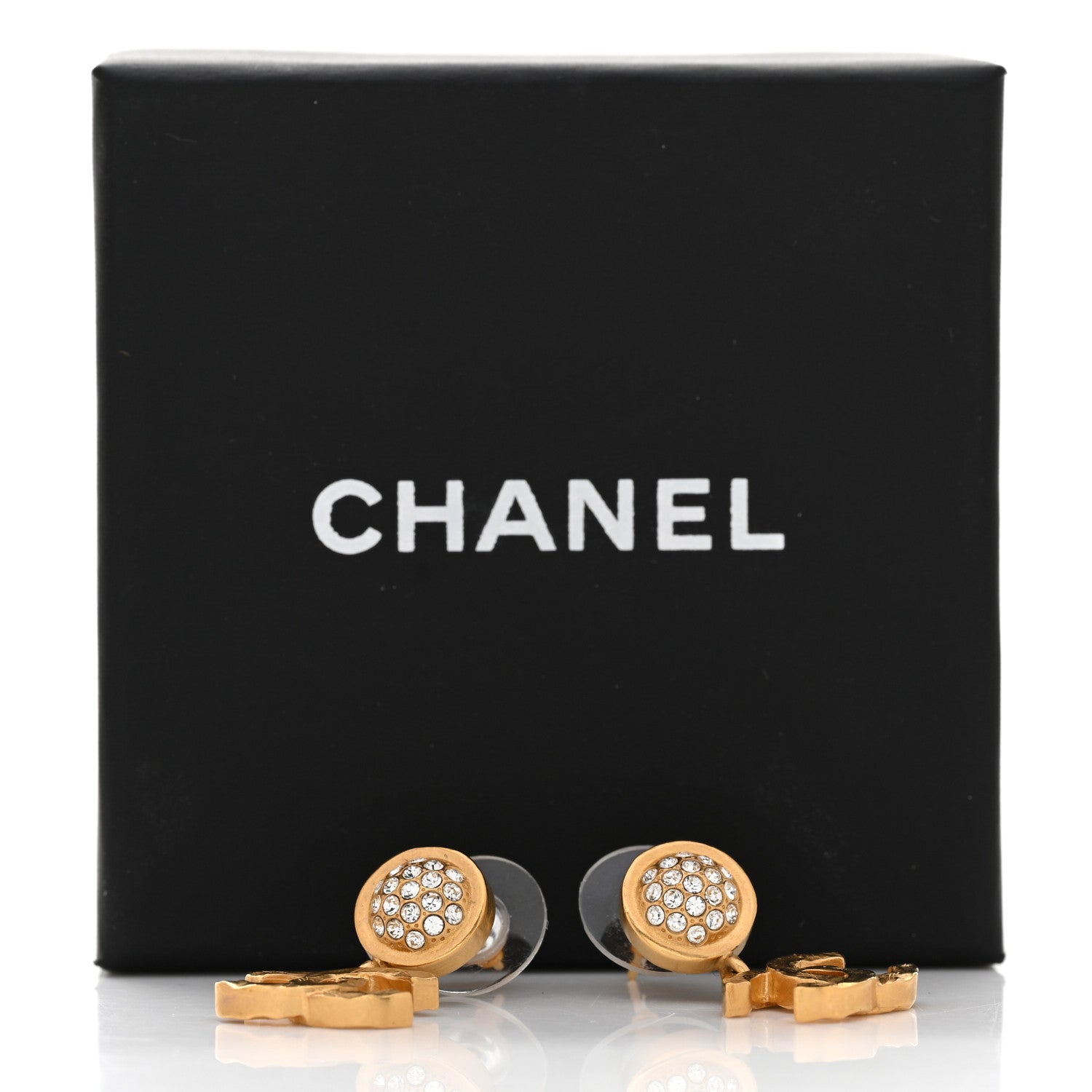 Chanel Crystal CC Drop Earrings Gold 5 of 5