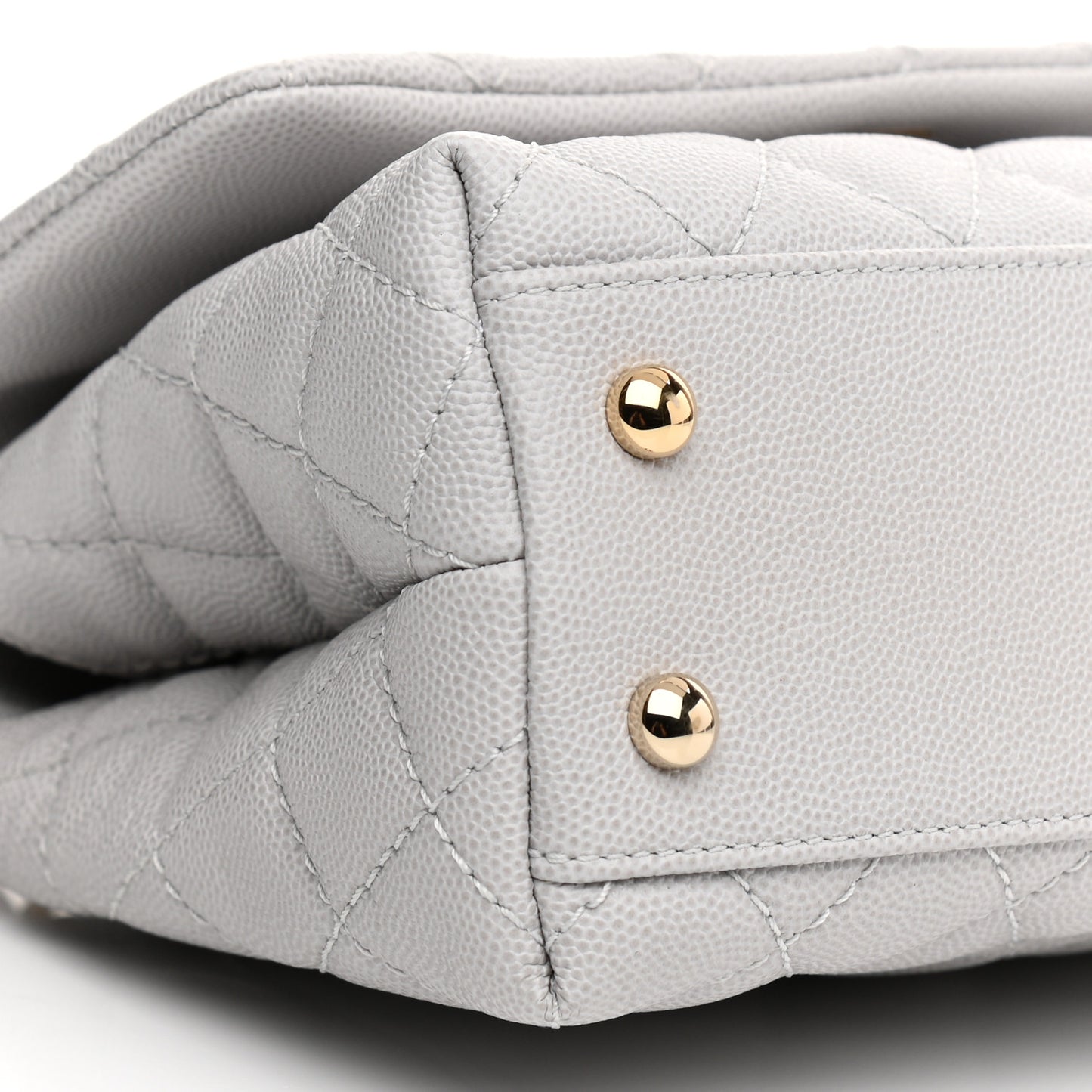 Caviar Quilted Mini Coco Handle Flap Light Grey