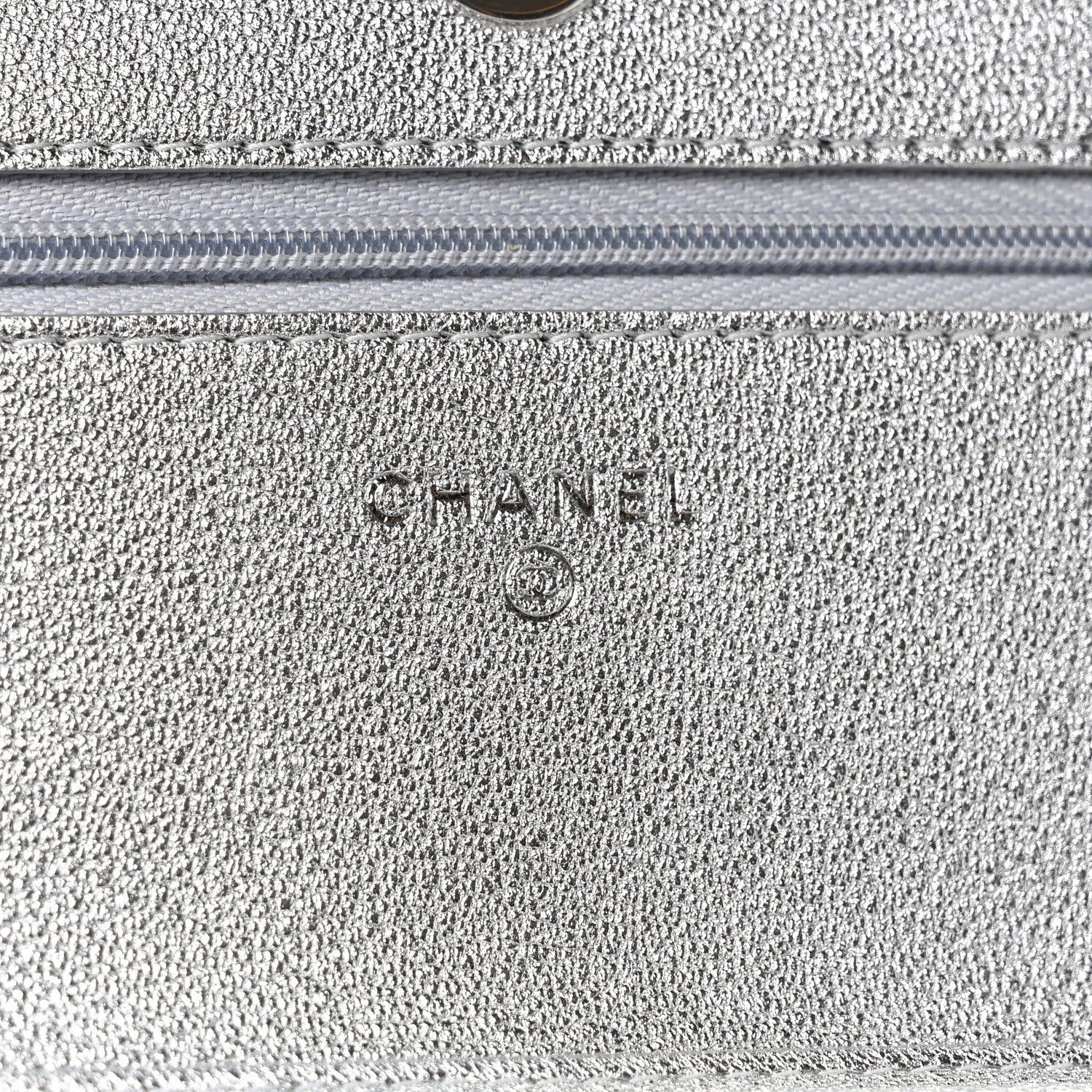 Chanel Metallic Lambskin Quilted Wallet On Chain WOC Silver 6 of 11