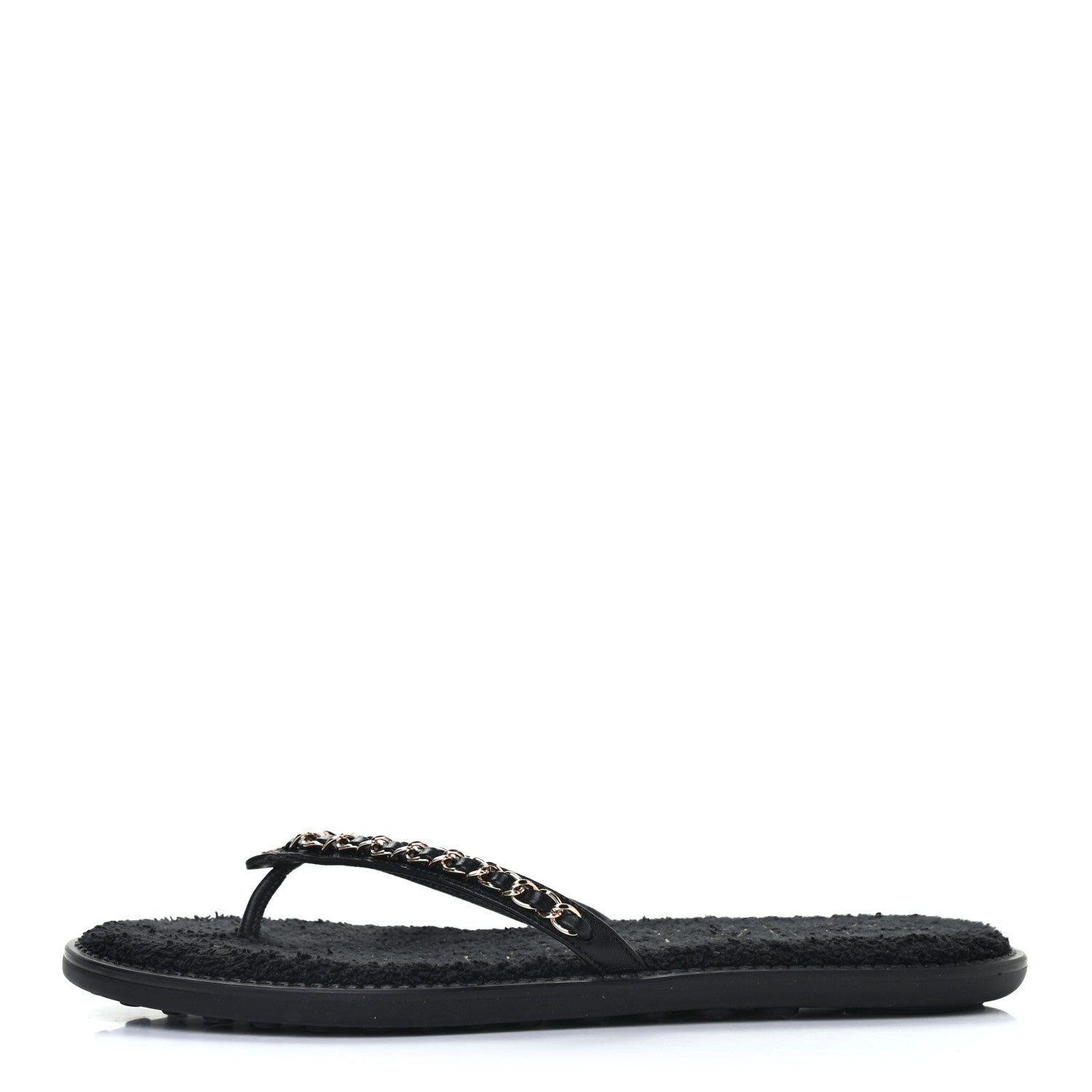 Chanel Lambskin CC Chain Thong Sandals 38 Black 1 of 8
