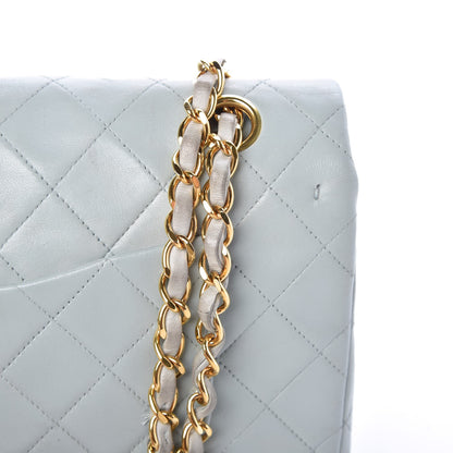 Chanel Lambskin Quilted Medium Double Flap Light Blue 13 of 14