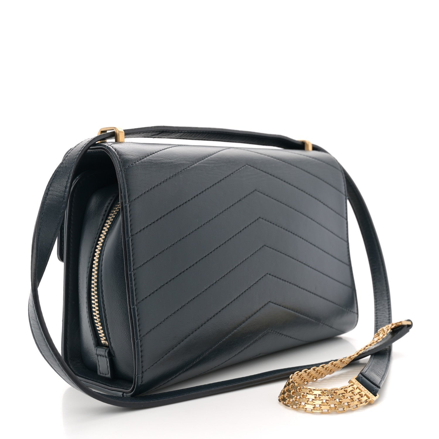 Chanel Calfskin Chevron Quilted Medal Flap Navy 3 of 7