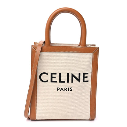 Celine Canvas Calfskin Mini Vertical Cabas Natural Tan 1 of 8