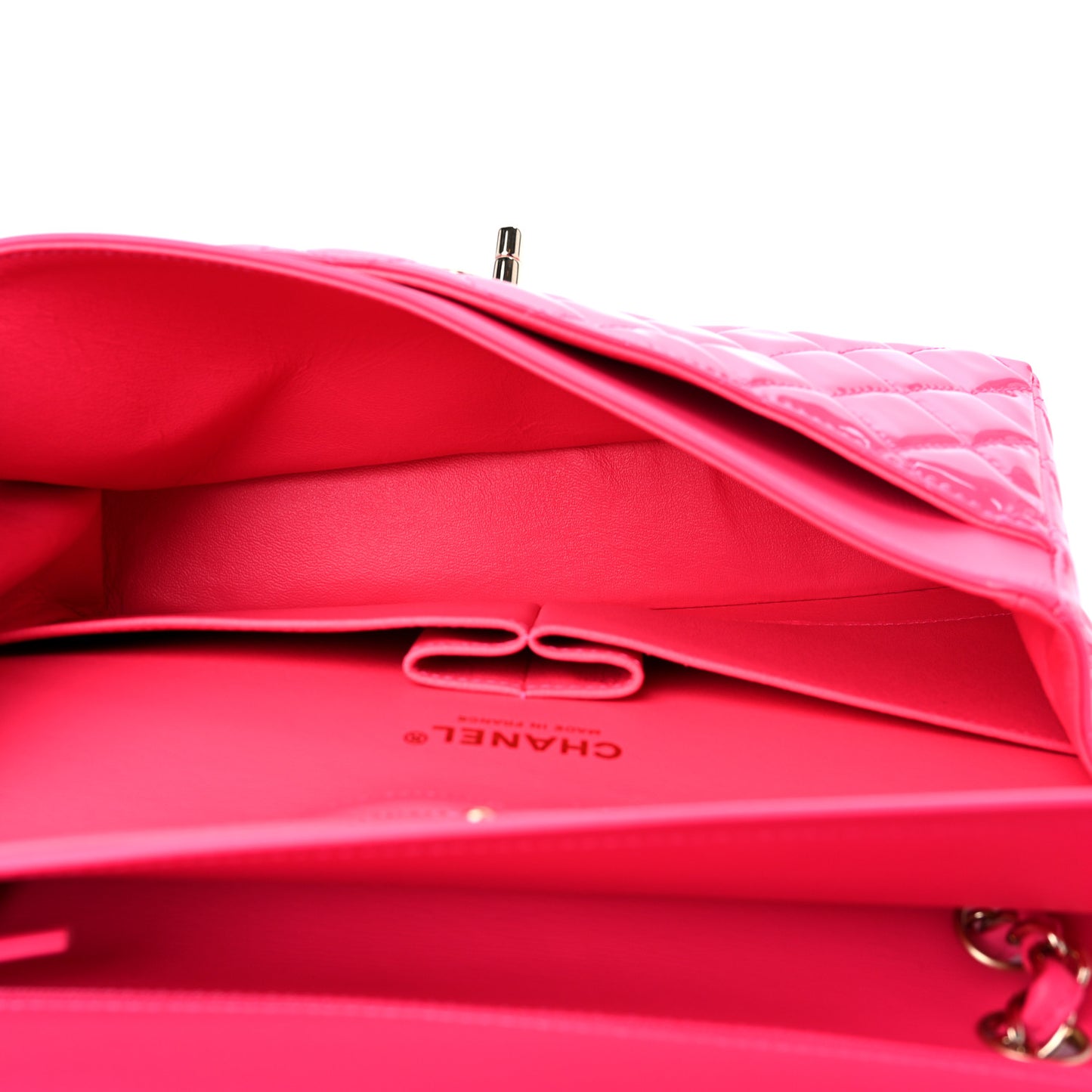 Patent Quilted Medium Double Flap Pink