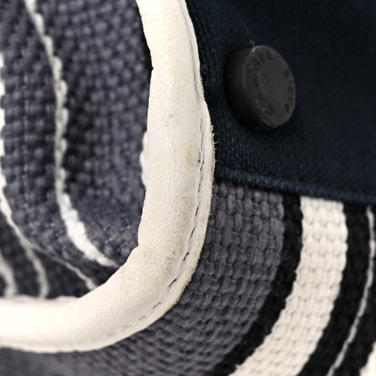 Chanel Striped Canvas CC Tote Blue White Black 17 of 19