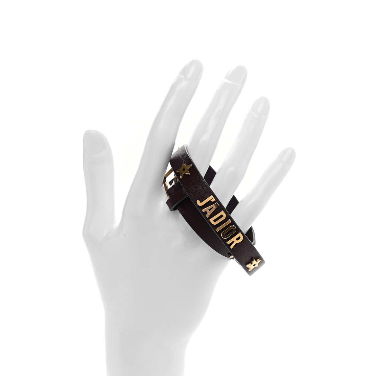 Calfskin Star J'Adior Double Bracelet Wine