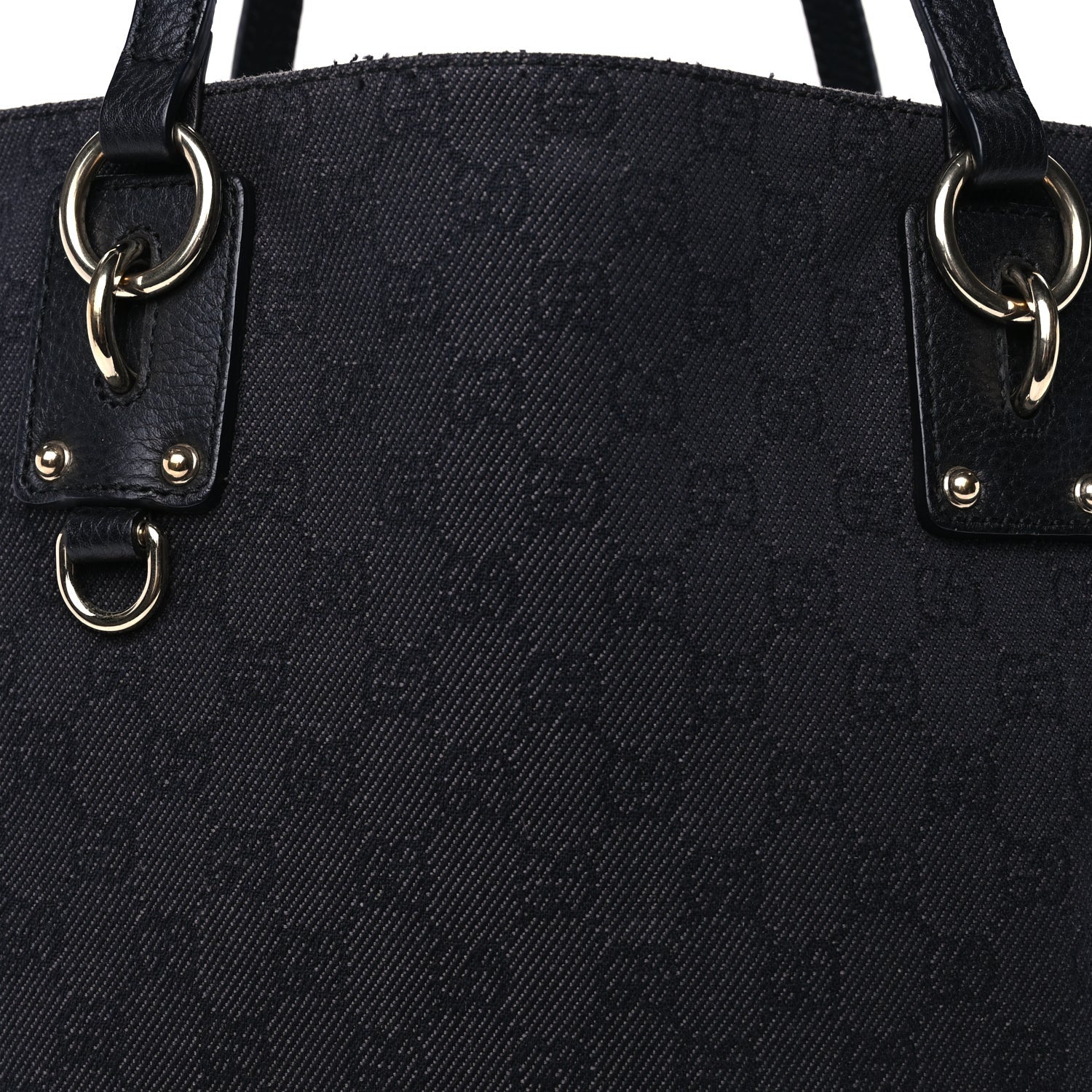 Gucci Denim Monogram Medium Handle Vertical Tote Black 6 of 8
