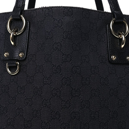 Gucci Denim Monogram Medium Handle Vertical Tote Black 6 of 8