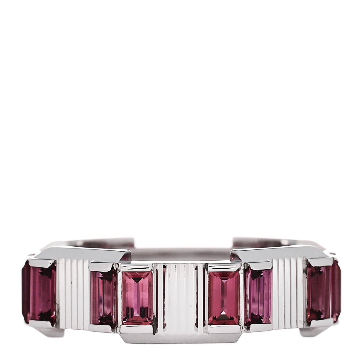 Gucci 18K White Gold Rubellite 7mm Link to Love Ring 53 6.25 3 of 6