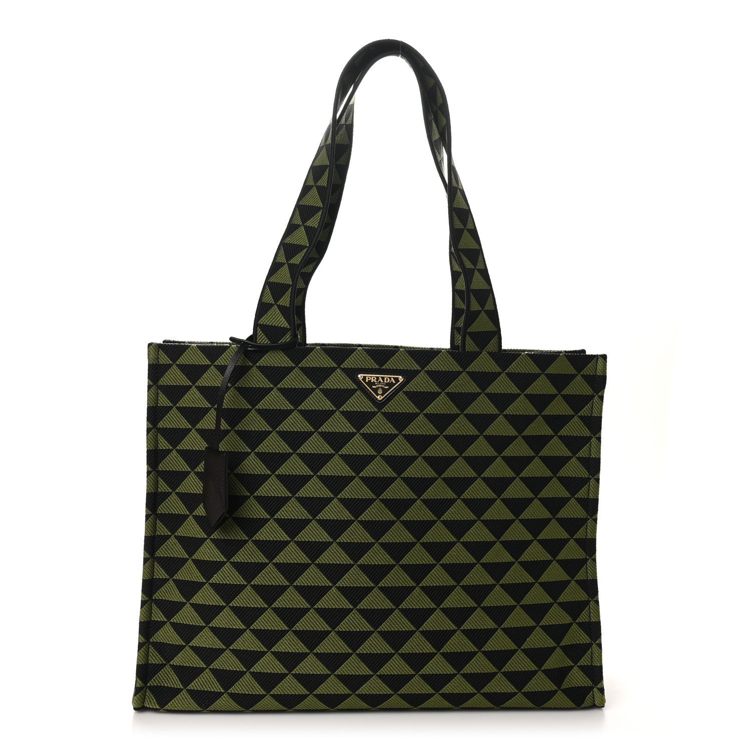 Prada Jacquard Saffiano Triangolo Symbole Embroidered Shopping Tote Black Edera 1 of 7