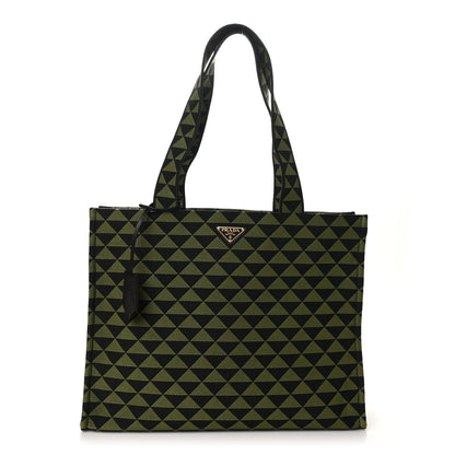 Prada Jacquard Saffiano Triangolo Symbole Embroidered Shopping Tote Black Edera 1 of 7