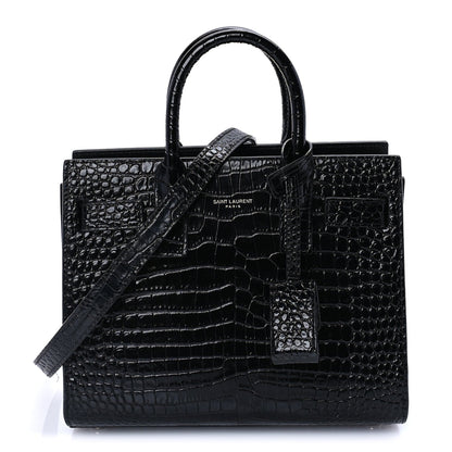 Saint Laurent Calfskin Crocodile Embossed Nano Sac De Jour Black 1 of 8