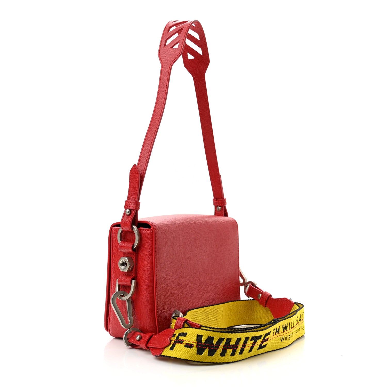 Off-White Calfskin Binder Clip Bag Red 3 of 10