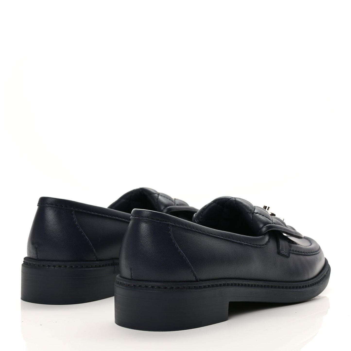 Lambskin Quilted CC Turnlock Loafers 38.5 Navy