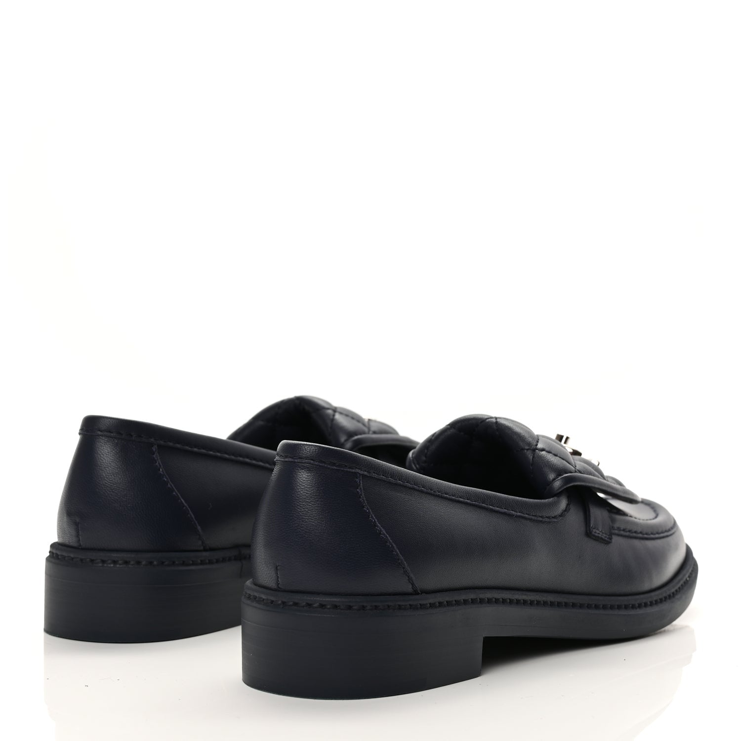 Chanel Lambskin Quilted CC Turnlock Loafers 38.5 Navy 5 of 11