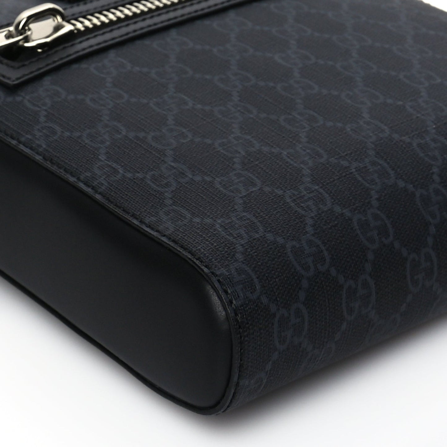 GG Supreme Monogram Web Small Flat Messenger Bag Black Grey