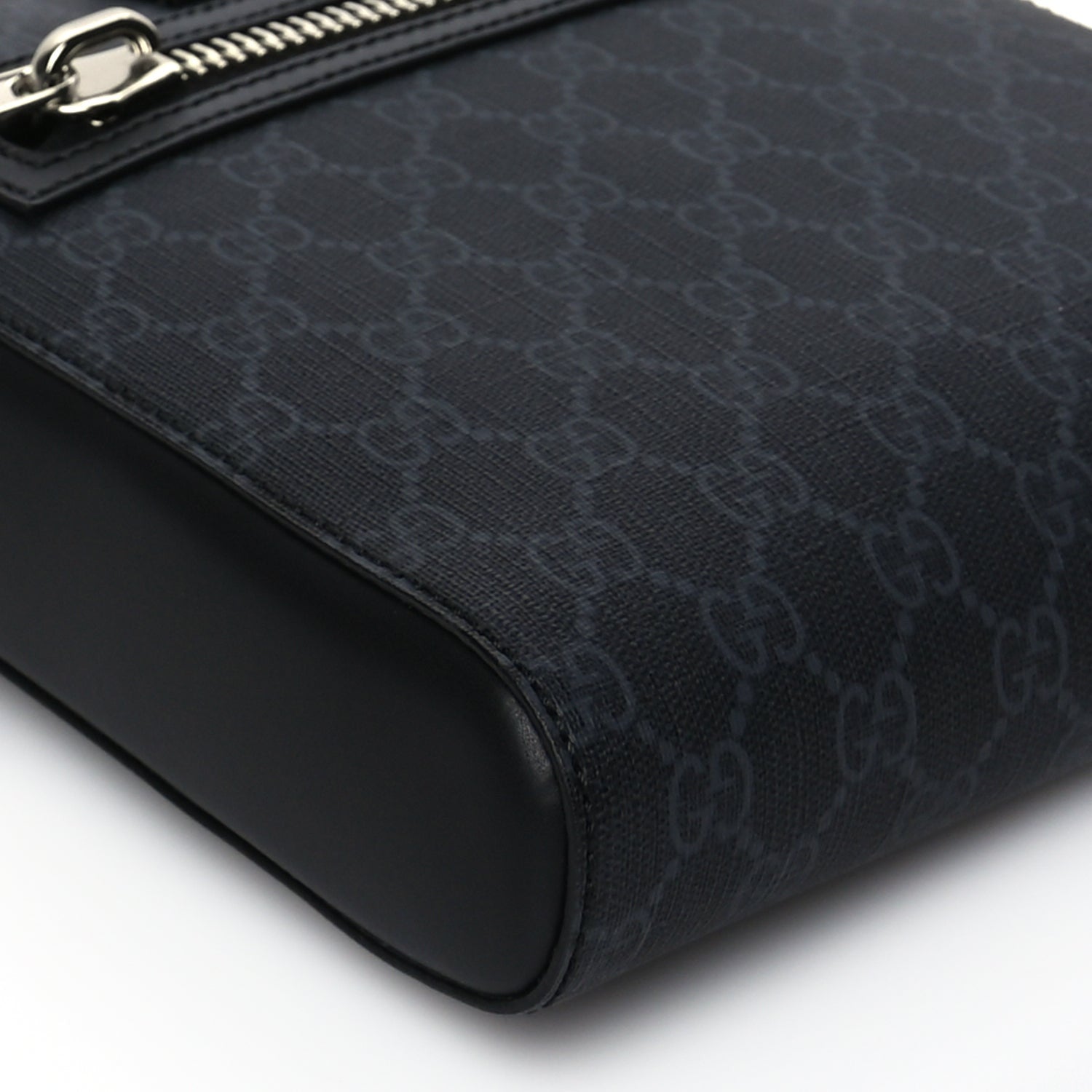 Gucci GG Supreme Monogram Web Small Flat Messenger Bag Black Grey 7 of 8