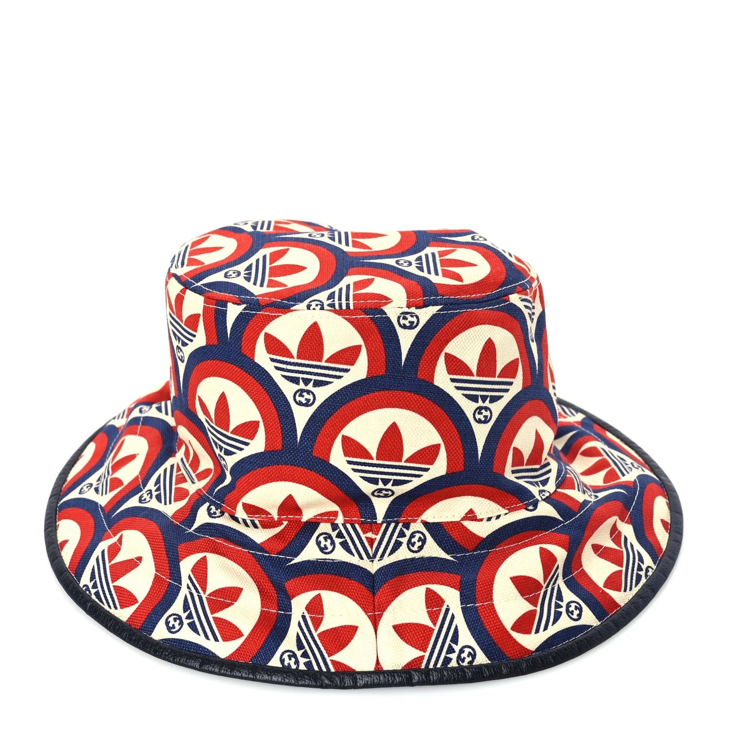 X ADIDAS Canvas Trefoil Interlocking G Bucket Hat M Red White Blue