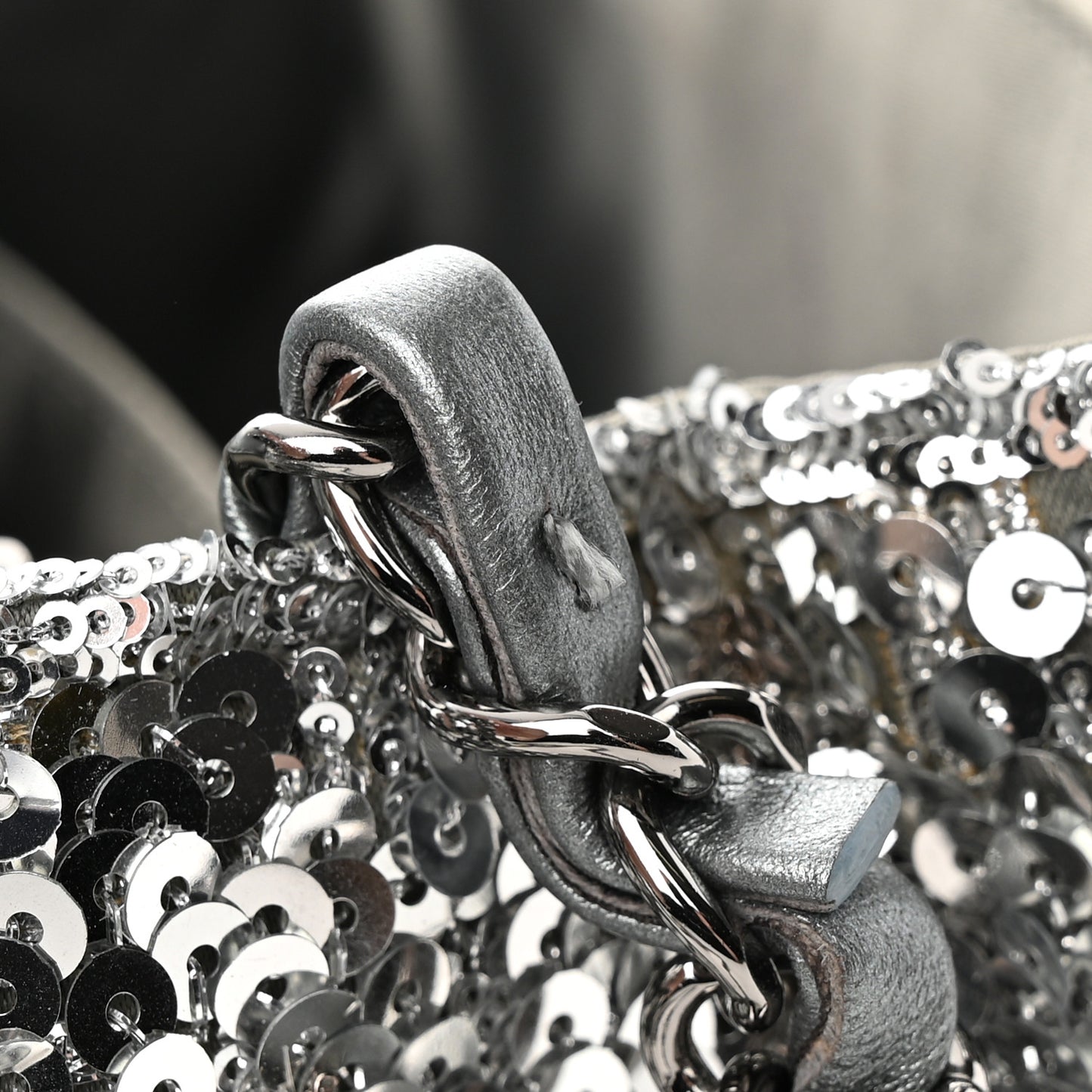 Sequin Mini Square Flap Silver