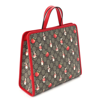 Gucci X Peter Rabbit GG Supreme Monogram Rabbit Apple Childrens Tote Beige Ebony Multicolor Bright Hibiscus 2 of 9